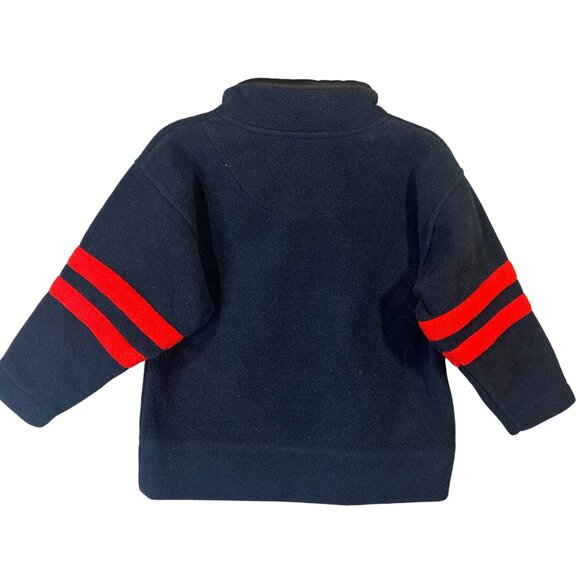Izod Kids Size 4 Navy Fleece 1/4 Zip Pullover With Red Striped Sleeves - Picture 4 of 10
